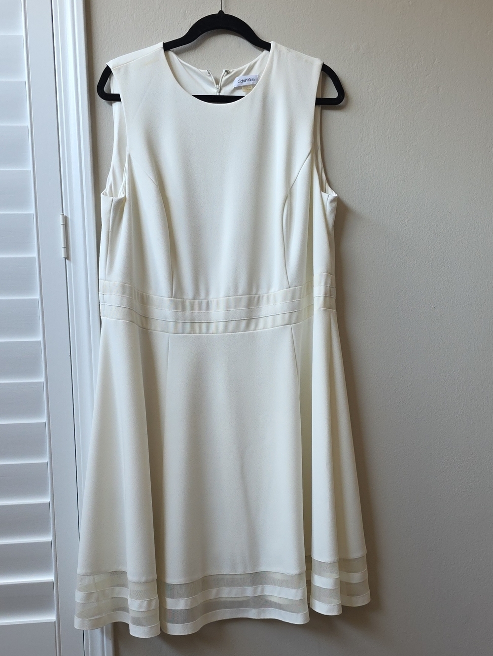 Calvin Klein Cream A-Line Sleeveless Midi Dress